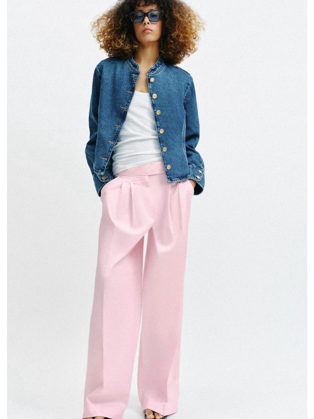 Zara Pastel Pink Wide-Leg Trousers